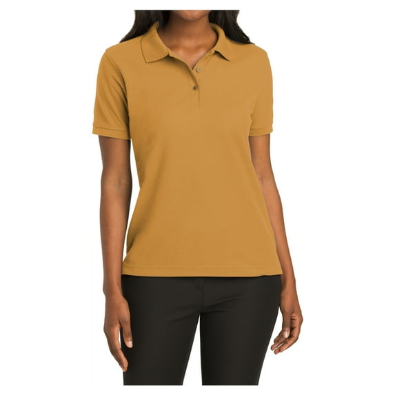 Mafoose Women's Comfortable Silk Touch Polo Golf Shirt Short Sleeve Gold 3XL