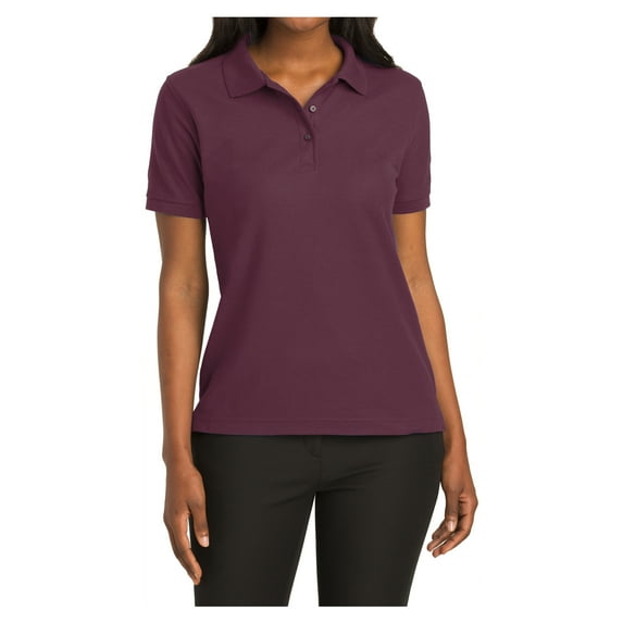 Mafoose Women's Comfortable Silk Touch Polo Golf Shirt Short Sleeve Maroon 3XL