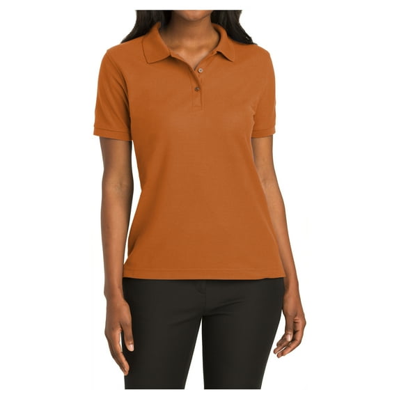 Mafoose Women's Comfortable Silk Touch Polo Golf Shirt Short Sleeve Texas Orange XS