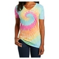 thumbnail image 1 of Mafoose Womens Tie-Dye V-Neck Cotton T-Shirt Pastel Rainbow 2X-Large, 1 of 6