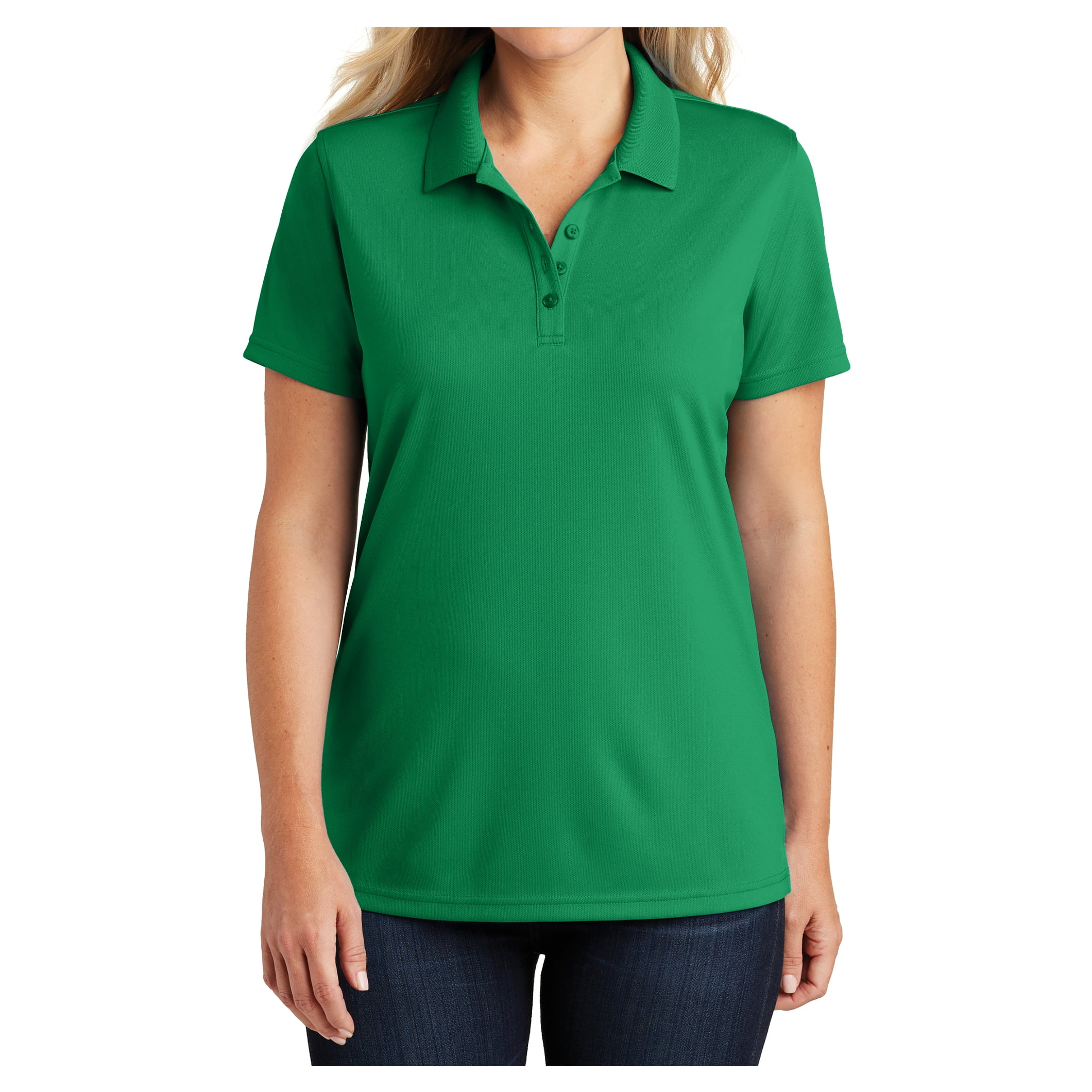 Forest green top polo shirt womens