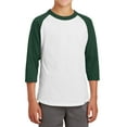 thumbnail image 1 of Mafoose Youth 3/4 Sleeves Colorblock Raglan Baseball Soft Jersey White/ Forest YT200 XS, 1 of 5