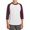thumbnail image 1 of Mafoose Youth 3/4 Sleeves Colorblock Raglan Baseball Soft Jersey White/ Maroon YT200 S, 1 of 5