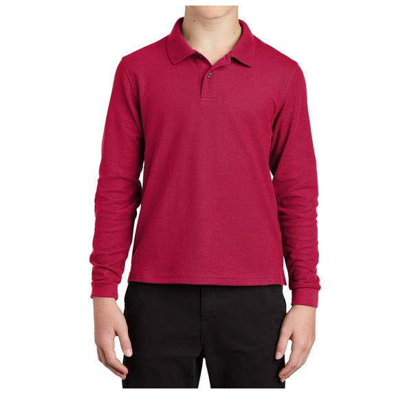Mafoose Youth Long Sleeve Silk Touch Polo Red M
