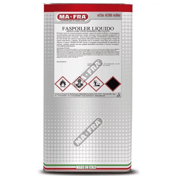 Mafra Faspolier Plastic Restorer Spray, 5L — revives faded trim and bumpers