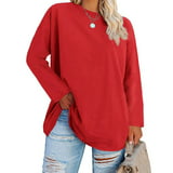 Women's Loose Fashion Three-Quarter Sleeve Crew Neck Linen Shirt Top ...