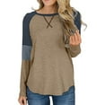 thumbnail image 1 of Mafulus Womens Long Sleeve T-Shirts Color Block Striped Causal Round Neck Tunic Tops Blouse, 1 of 3