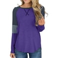thumbnail image 1 of Mafulus Womens Long Sleeve T-Shirts Color Block Striped Causal Round Neck Tunic Tops Blouse, 1 of 3