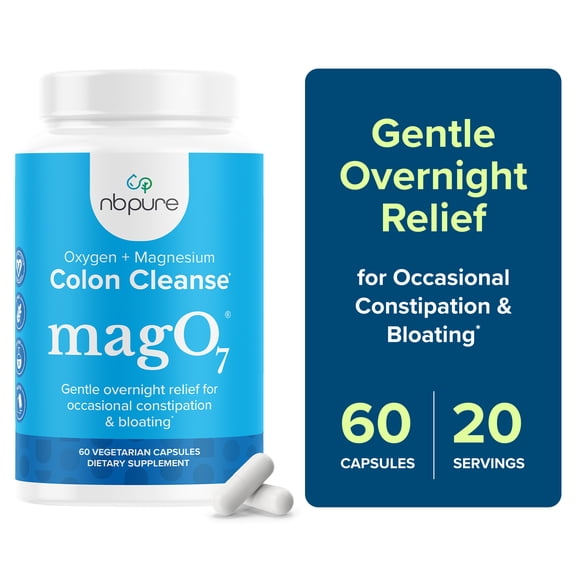 Nbpure MagO7 Colon Cleanse & Detox with Ozonated Magnesium Oxides for Constipation & Bloating Relief, 60 Capsules