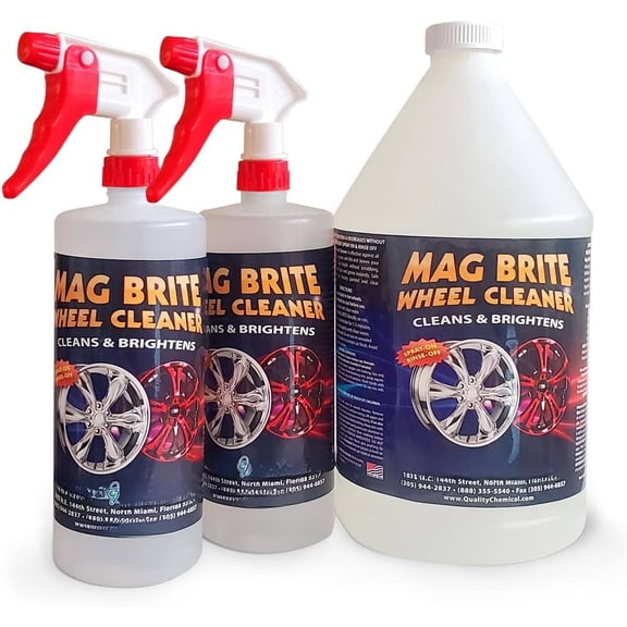 Mag Brite/Acid Wheel and Rim Cleaner-Wheel and Tire Cleaner - Formulated to Safely Remove Dust and Heavy Road Film - Wheel Cleaner for Rims - 1 Gallon Combo