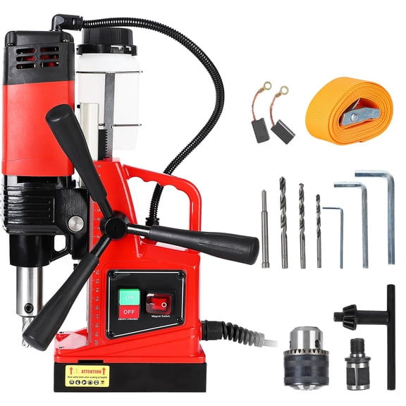 Mag Drill Press, 1100W/1300W 1.6"/1.57" Boring Diameter Electric Magnetic Drill with Drill Bits,for Industrial Home Improvement Power Magnetic Drill Presses
