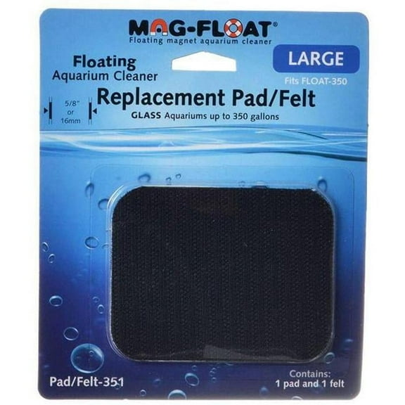 Gulfstream Tropical Mag-Float 790950004028 Replacement Pad & Felt Floating Magnet Cleaner Aquarium Glass, Black - Large