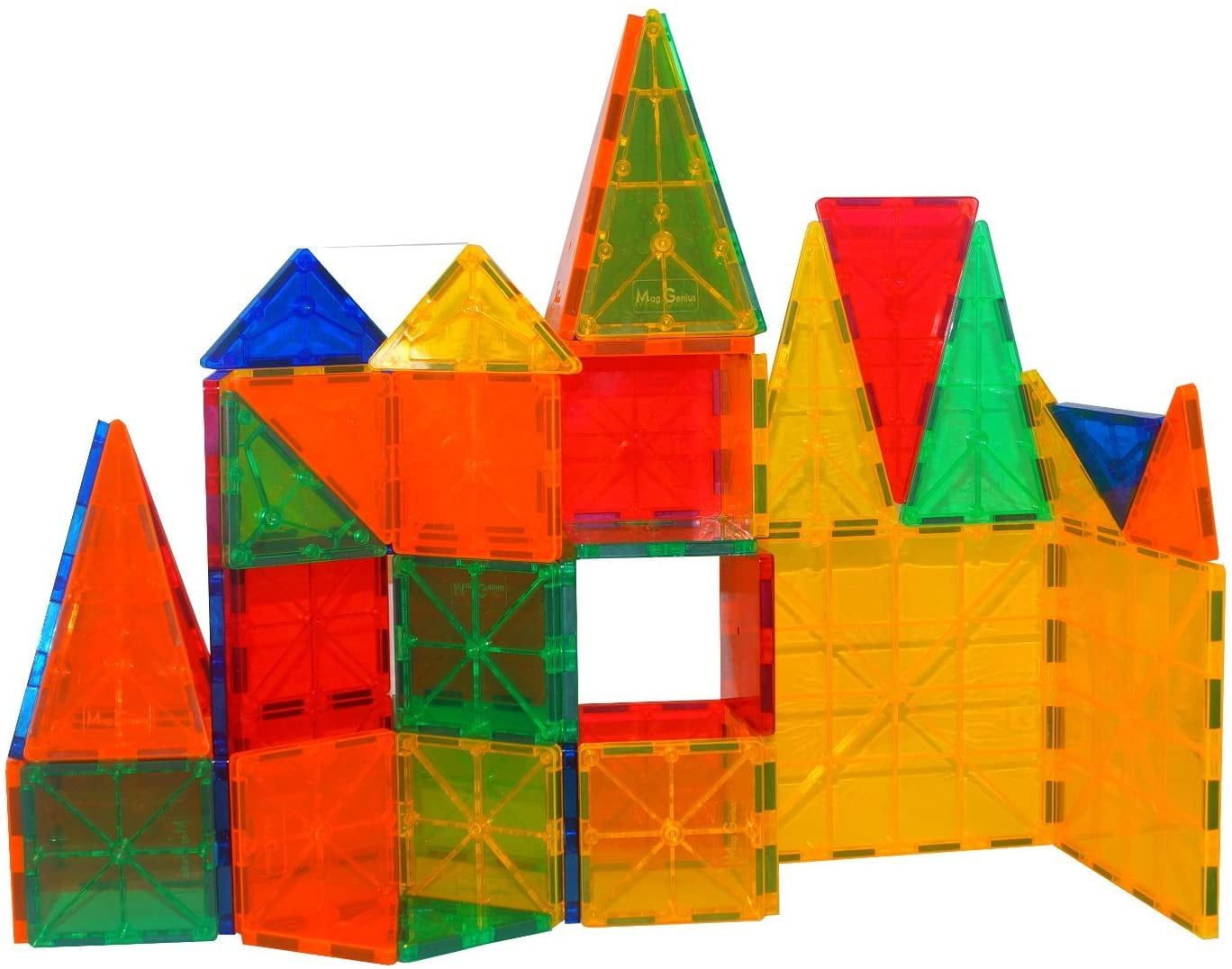 Mag-Genius Award Winning building Magnet Tiles Blocks Clear Colors