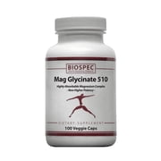 Biospec Nutritionals Mag Glycinate 510   Magnesium Glycinate   Nutritional Supplement for Stress, Heart Health, Nerves, Muscles, Energy, and Metabolism* - 100 Capsules