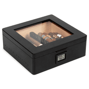 Mag Humidor, Glass Top with Magnetic Seal, Spanish cedar, Storage for 20-30 Cigars by Case Elegance