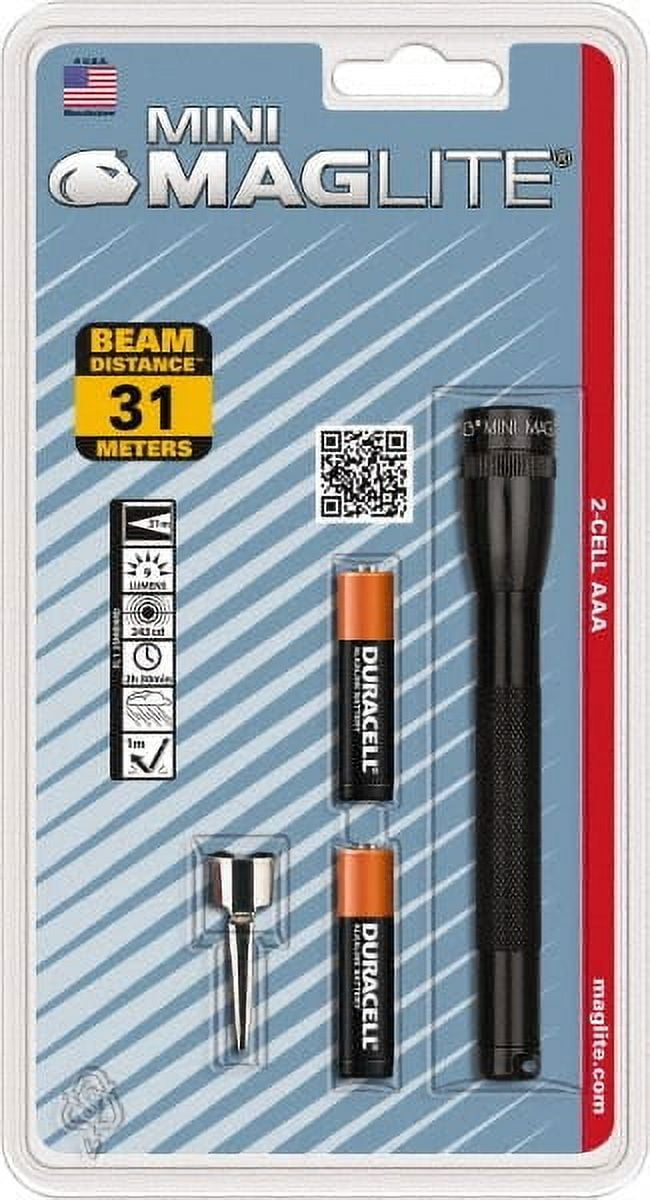 MagLite Krypton Bulb, 9 Lumens, Mini Flashlight Black Aluminum Body, 2