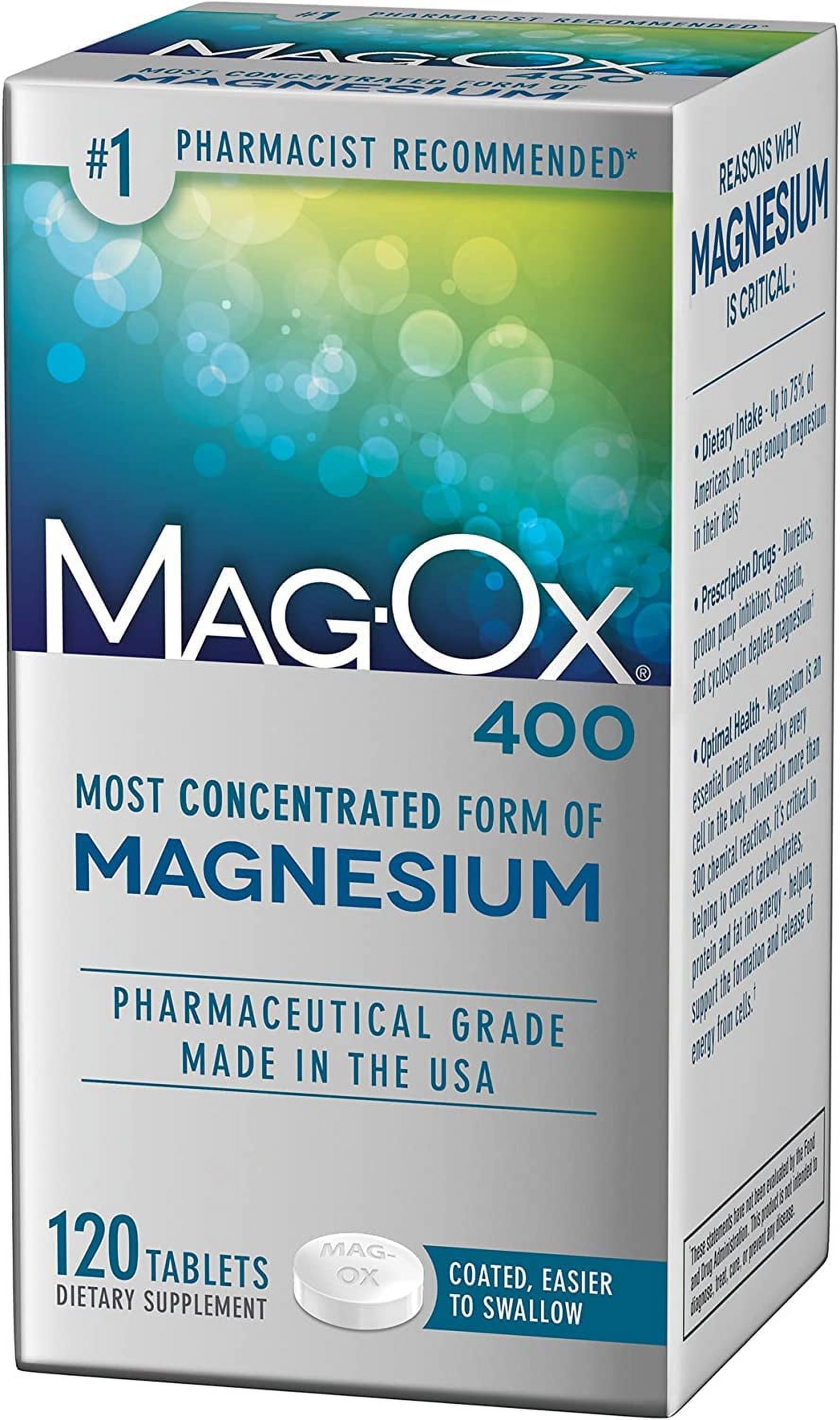 Mag-Ox 400 Magnesium Oxide Dietary Mineral Supplement Tablets 120 Count - image 1 of 9