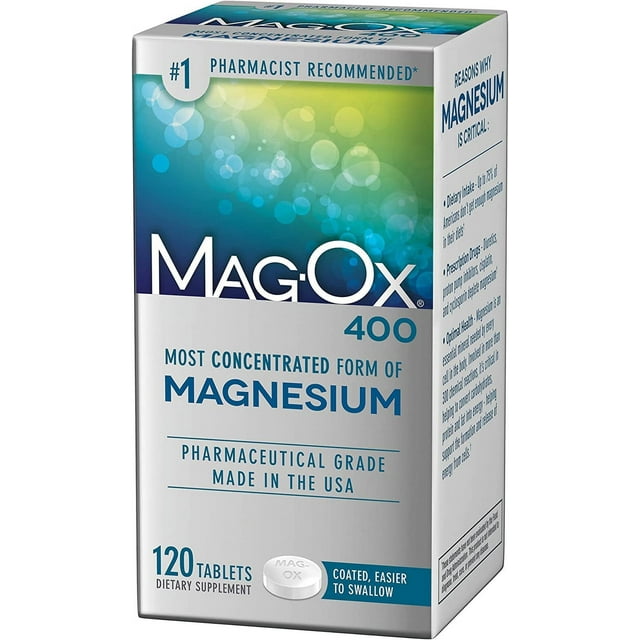 Mag-Ox 400 Magnesium Oxide Dietary Mineral Supplement Tablets 120 Count