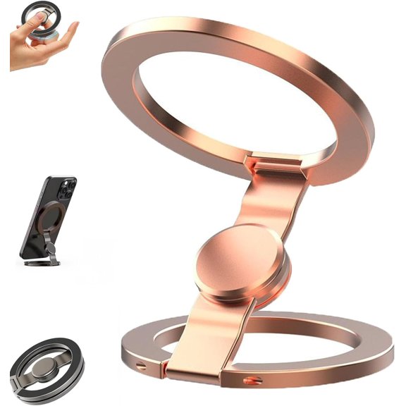 Mag Spinner, Magnetic Ring - 2-in-1 Phone Stand & Fidget Spinner Combo, Adjustable Foldable, 360° Rotation, Compatible Strong Adhesion Stress Relief Accessory for Gym, Kitchen, Car (Gold)