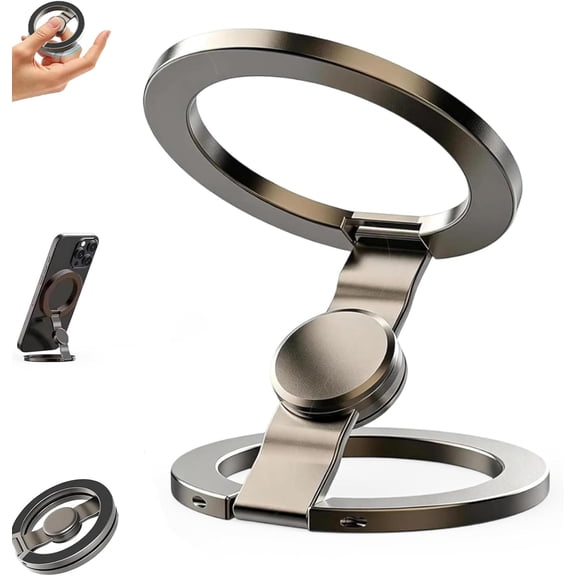 Mag Spinner, Magnetic Ring - 2-in-1 Phone Stand & Fidget Spinner Combo, Adjustable Foldable, 360° Rotation, Compatible Strong Adhesion Stress Relief Accessory for Gym, Kitchen, Car (Gray)