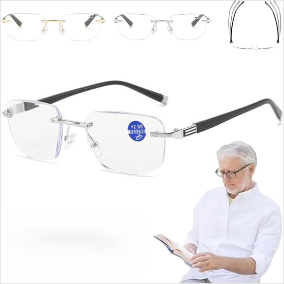 Mag Vision Glasses, Intelligent Zoom Blue Light Blocking Reading Glasses, Progressive Multifocal Lenses, Unisex