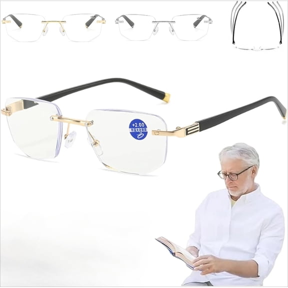Mag Vision Glasses, Intelligent Zoom Blue Light Blocking Reading Glasses, Progressive Multifocal Lenses, Unisex