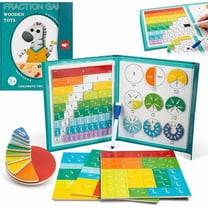 Mag_netic Fraction Demonstration Book, Tiles & Circles Fraction Kit, Montessori Learning Toys, Kids Educational Games, Elementary Math Manipulatives