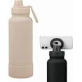 thumbnail image 1 of Mag-safe Compatible Insulated Sports Water Bottle With Magnetic Phone Holder, Stainless Steel Vacuum Flask Tripod Ring 360 °   Rotating (Black, 32 Ounces), 1 of 9
