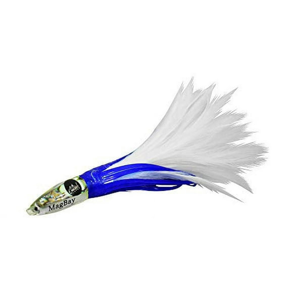 MagBay Premier 6" Tuna Feather Lures - Trolling Feathers (Blue White)