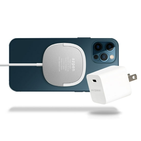 MagCharger and PD 20Watt Wall Charger Bundle. Fast Wireless Charging and Magnetic Connection for iPhone 12, 12 Pro, 12 Pro Max, 12 Mini. Wirelessly Charge Any Qi Wireless Compatible Device.