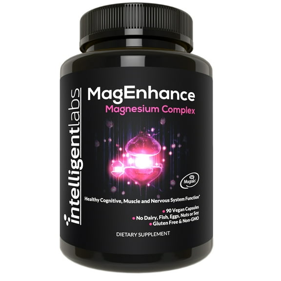 Intelligent Labs MagEnhance Magtein Magnesium Complex Supplement L-Threonate with Magnesium Glycinate and Taurate, 90 Capsules
