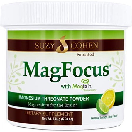 MagFocus - Lemon Lime Flavored Magnesium Threonate Powder - 60 Servings - by Suzy Cohen, RPh.…