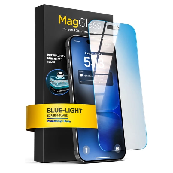 MagGlass Blue Light Filtering Tempered Glass Screen Protector for iPhone 18
