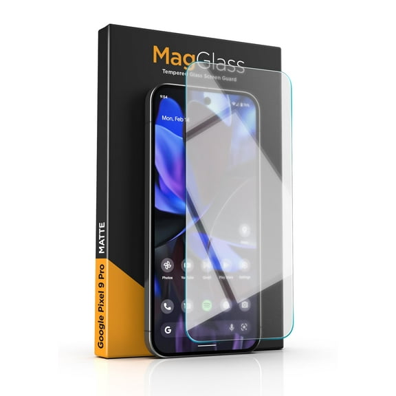 MagGlass Matte Screen Protector for Google Pixel 9 / 9 Pro (6.3") Anti-Glare Tempered Glass with Alignment Applicator (Fingerprint Unlock Compatible)