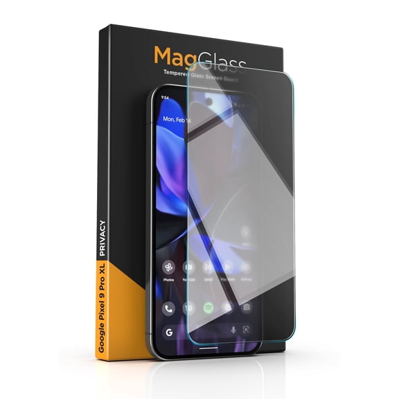 MagGlass Tempered Glass for Google Pixel 9 Pro XL Privacy Screen Protector (Fingerprint Unlock Compatible) with Easy Install Alignment applicator (6.8")