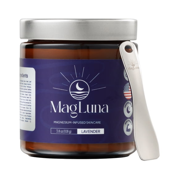 MagLuna Magnesium Cream 3.8 oz | Relaxing Magnesium Lotion for Sleep Support, Muscle Recovery & Tension Relief | Fast-Absorbing, Non-Greasy, Natural Skincare (Lavender)