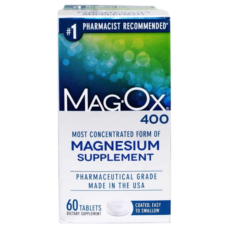 Mag-Ox 400 Magnesium Oxide Supplement, 482.6 mg Per Serving, 60