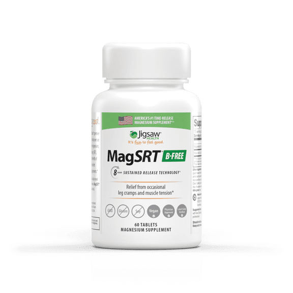 Jigsaw Health MagSRT B-Free | Slow-Release Magnesium Malate Tablets for Healthy Energy and Muscle Support, 60 Count