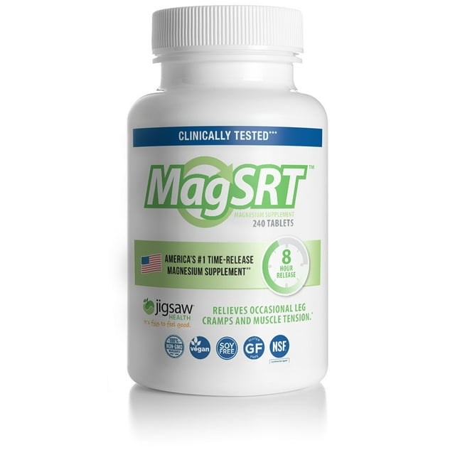 MagSRT - Jigsaw Health - Premium, Organic, Slow Release Magnesium Supplement - Active, Bioavailable Magnesium Malate Tablets With B-Vitamin Co-Factors, 240 tablets