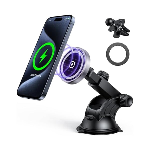 for MagSafe Car Mount Charger, 15W Fast Charging Magnetic Wireless Car Charger Air Vent Dash Windshield Car Phone Holder Mount for iPhone 15/14/13/12 Series and MagSafe/Magnetic Cases