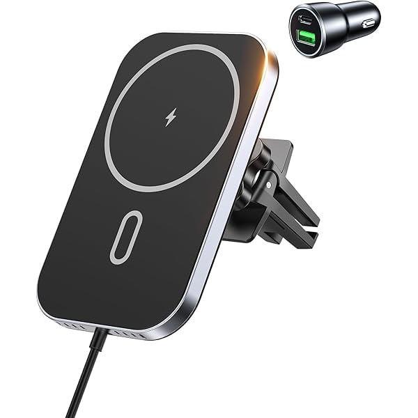 MagSafe Car Mount Charger with Adapter, Magnetic Wireless Charger for Car Vent [Upgraded Magnet] 360° Rotation iPhone Car Charger Compatible with iPhone 16/15/14/13/12 Series&MagSafe Case