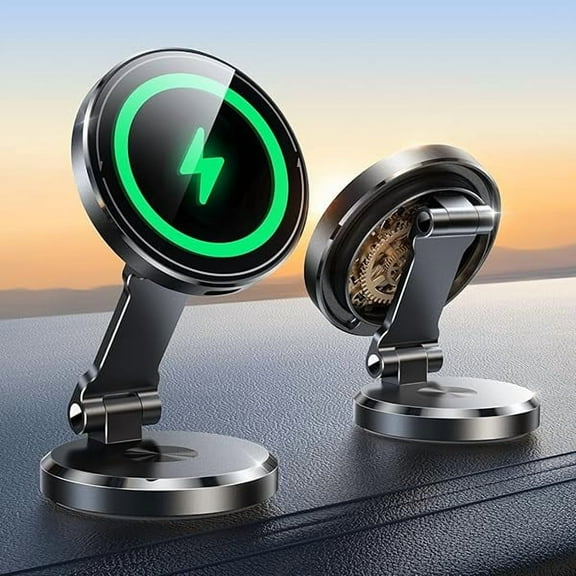 for MagSafe Car Mount Charger with Rotatable Charging Panel, 15W Fast Charging Metal Magnetic Phone Holder, Dashboard Wireless Charger for iPhone Car Mount for iPhone 16/15/14/13/12