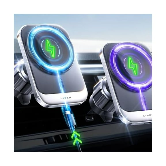 for MagSafe Car Mount Charger for iPhone 16, 15W Wireless Universal Vent Charger for iPhone 16 Car Accessories Magnetic Phone Holder Mount, Fits iPhone 16 Pro Max Plus Mini 16 15 14 13 Sliver