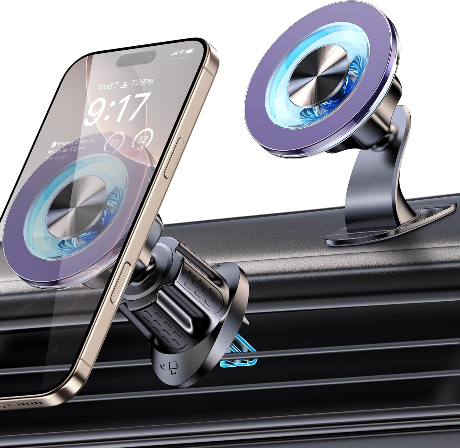 for MagSafe Car Mount Magnetic Phone Holder for Car [2026 Upgraded 22X Magnets & Double-Hooks] Phone Holders for Your Car Stand for Dashboard Vent GPS for iPhone 17/16/15/14/13 Android-Pink
