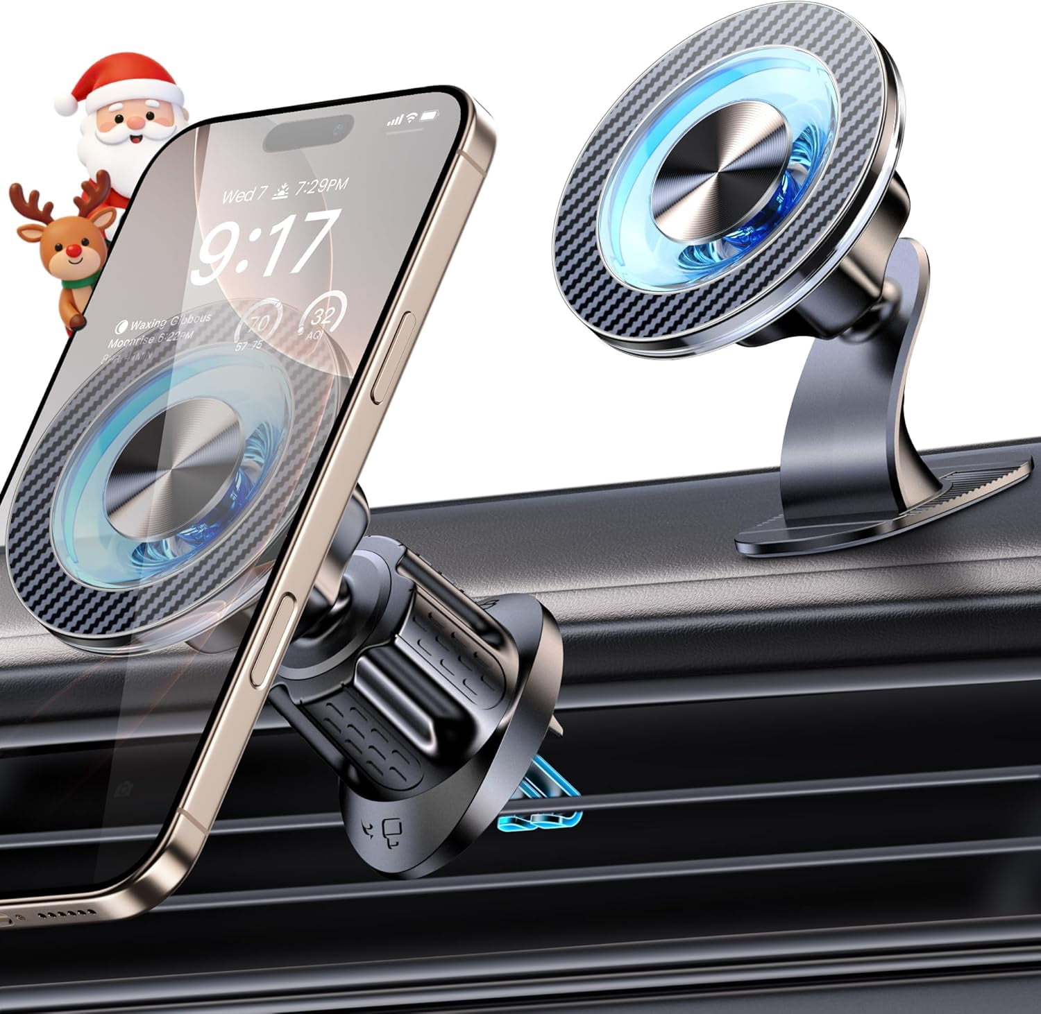 for MagSafe Car Mount Magnetic Phone Holder for Car [2026 Upgraded 22X Magnets & Double-Hooks] Phone Holders for Your Car Stand for Dashboard Vent GPS for iPhone 17/16/15/14/13 Android-Pink