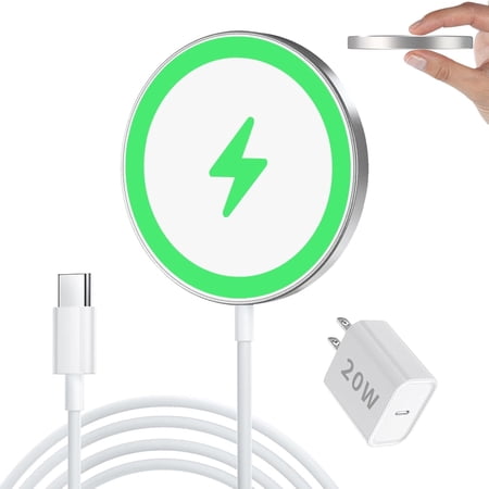 for MagSafe Charger 15W Magnetic Portable Wireless Charger Fast Charging Compatible with iPhone 17 16 15 14 13 12 Air Pro Plus Max & AirPods 2 3 Pro,Slim Light Magnet Quick Charger with USB-C/A Ports