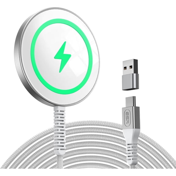 for MagSafe Charger 15W Wireless Charger for iPhone 17/16/15/14/13/12 Magnetic Charging Pad for AirPods 4/3/Pro/Pro 2 Galaxy S25 Series with Dual USB A/C Ports, Silver