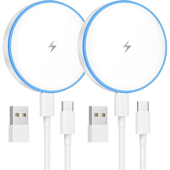 Charger 2 Pack 15W Magnetic Wireless Fast Charging Pad Compatible with iPhone 17/16/15/14/13/12 Series & AirPods 4/3/2/Pro Dual Ports