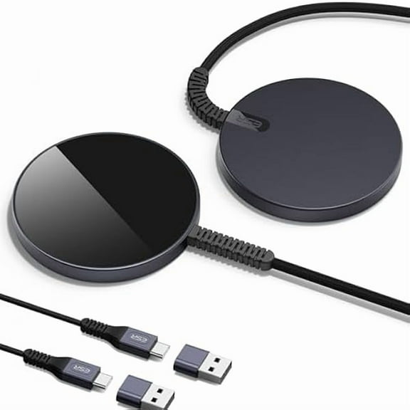 for MagSafe Charger, 2 Pack Wireless Charger for iPhone 16 Pro Max/16 Pro/16/16 Plus/15/14/13/12,AirPods 4/3/Pro 2/Pro, Galaxy S25 Strong Magnetic Lock,Reinforced Braided Nylon A/C Cable,Black