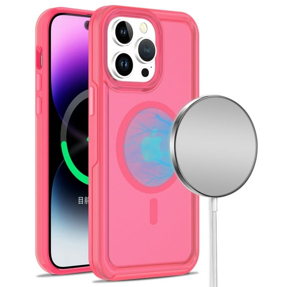MagSafe Compatible Candy Series Hybrid Case for iPhone 14 Pro Max - Hot Pink